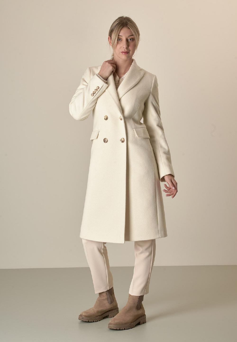 Angelico Cappotto Panna Doppiopetto Lana Cashmere