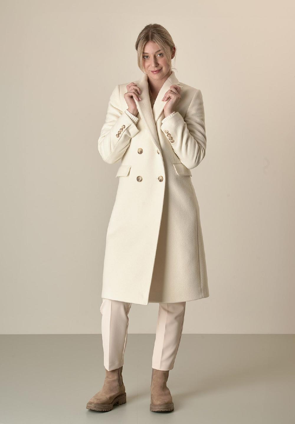 Angelico Cappotto panna doppiopetto lana cashmere