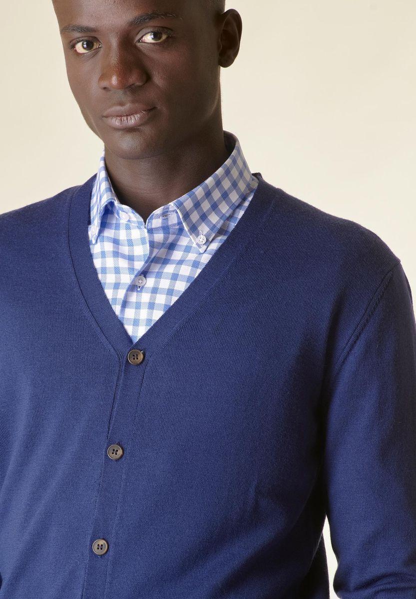 Angelico Cardigan Avio Bottoni Merino Lana Gatto