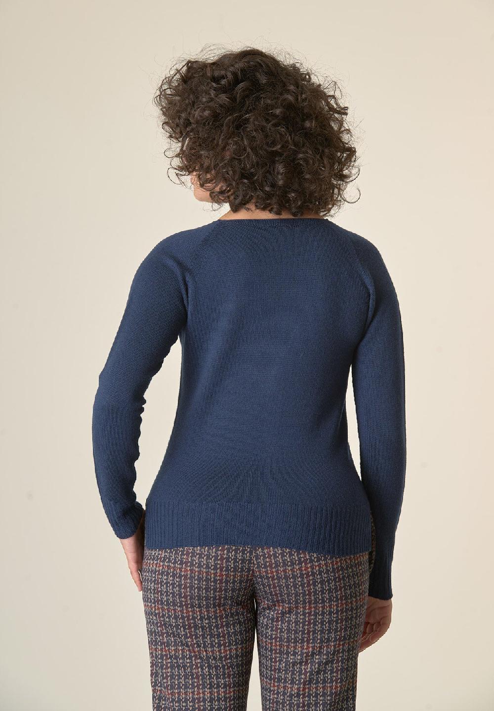 Angelico Cardigan Blu Lana Merinos Manica Raglan