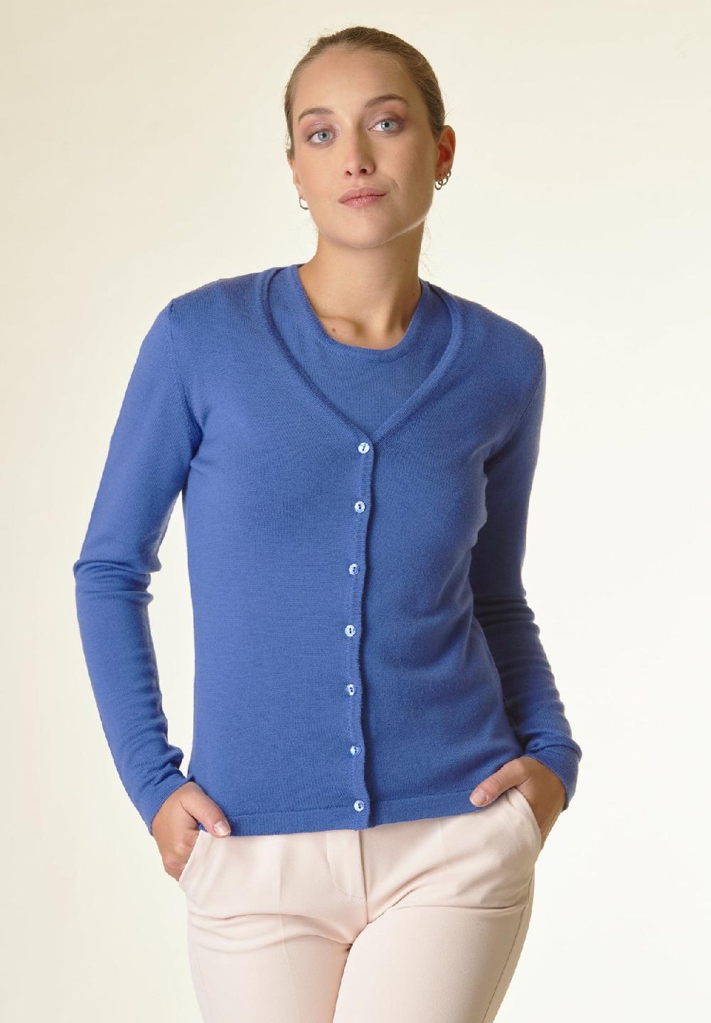 Angelico Cardigan Bluette Lana Merinos