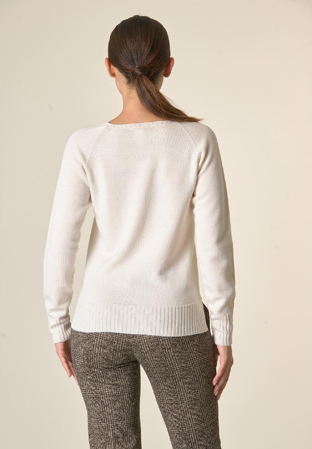 Angelico Cardigan Ecrù Lana Merinos Manica Raglan