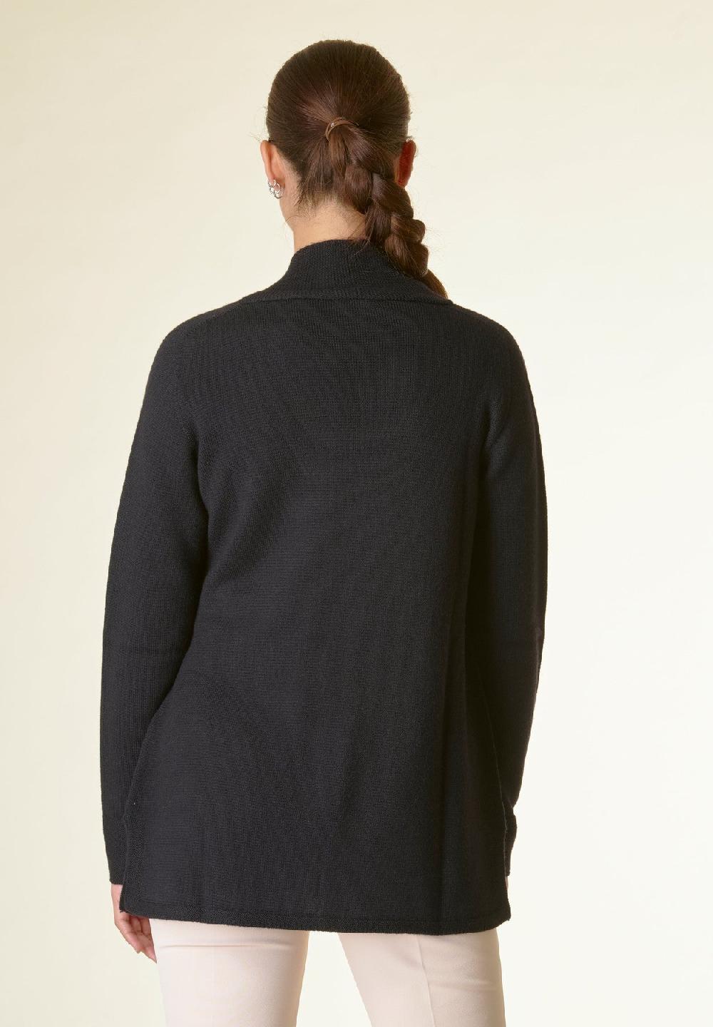 Angelico Cardigan Nero Collo A Scialle