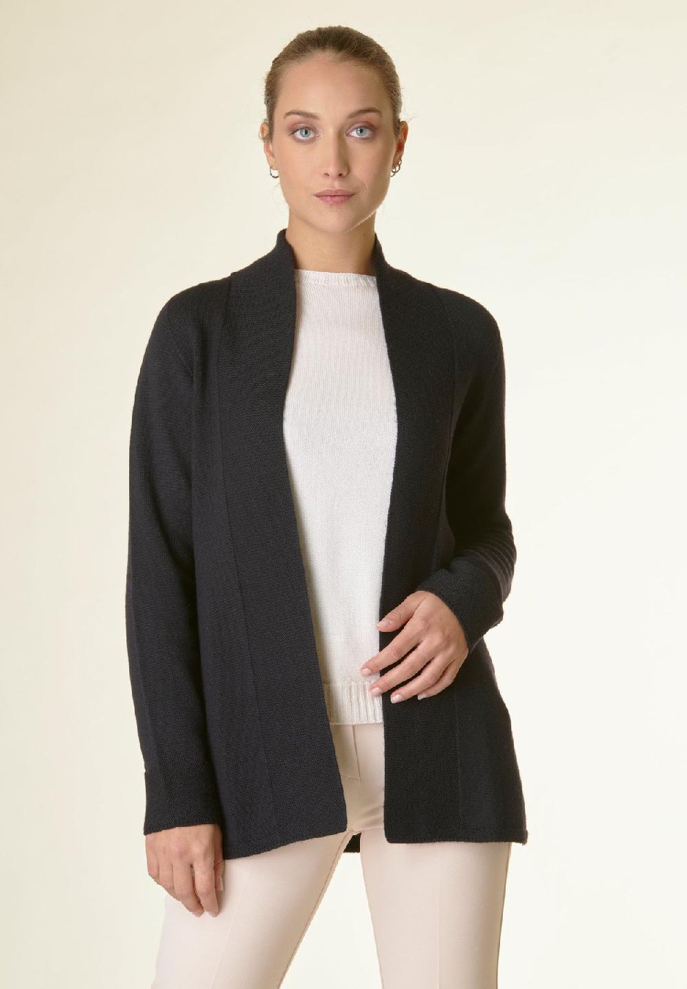 Angelico Cardigan nero collo a scialle