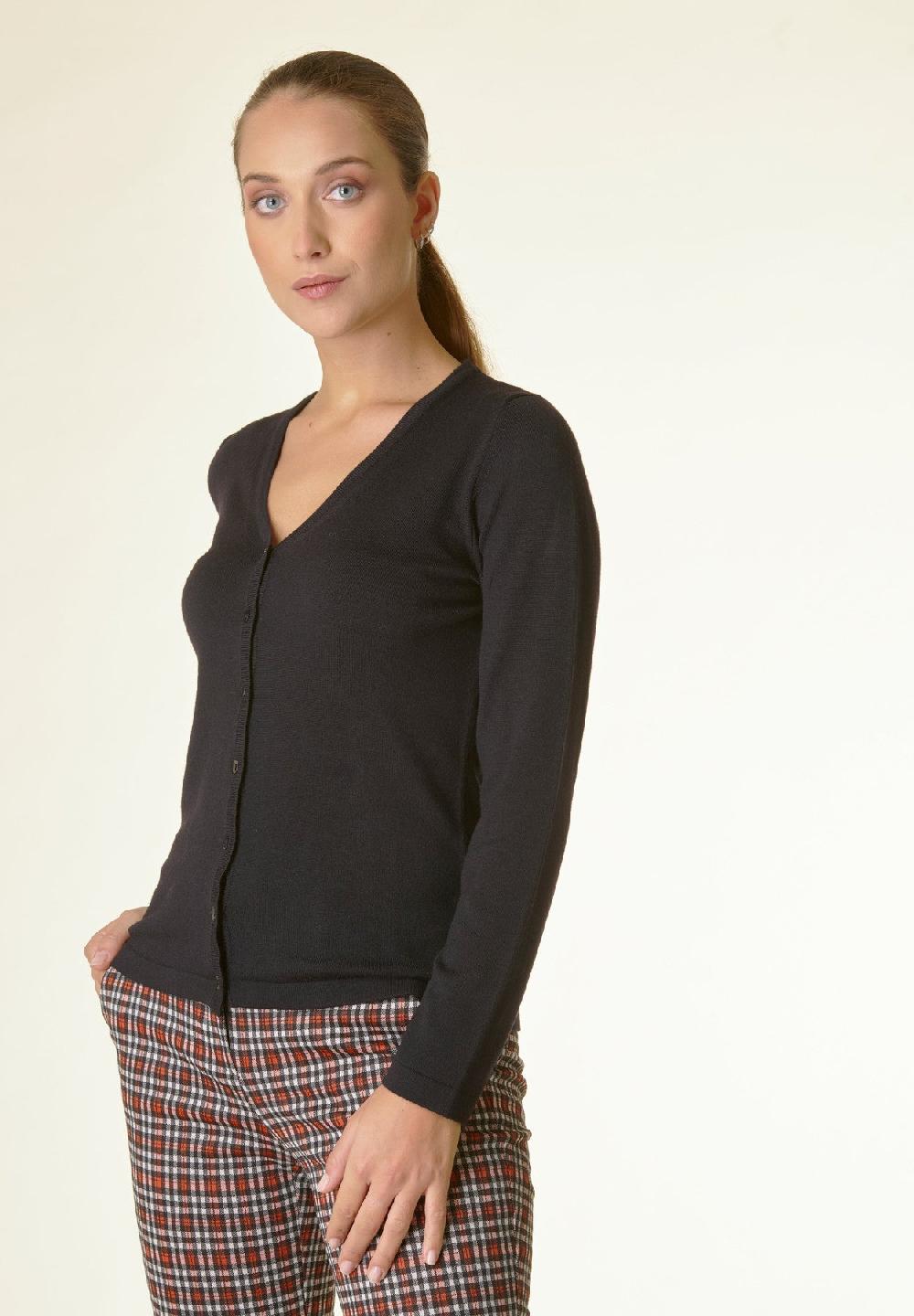 Angelico Cardigan nero lana merinos