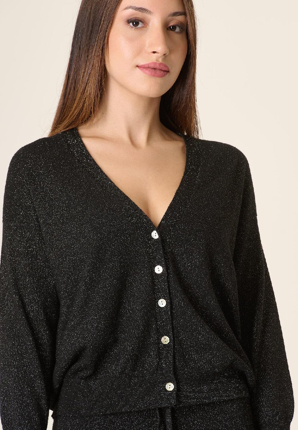 Angelico Cardigan Nero Lurex Oversize