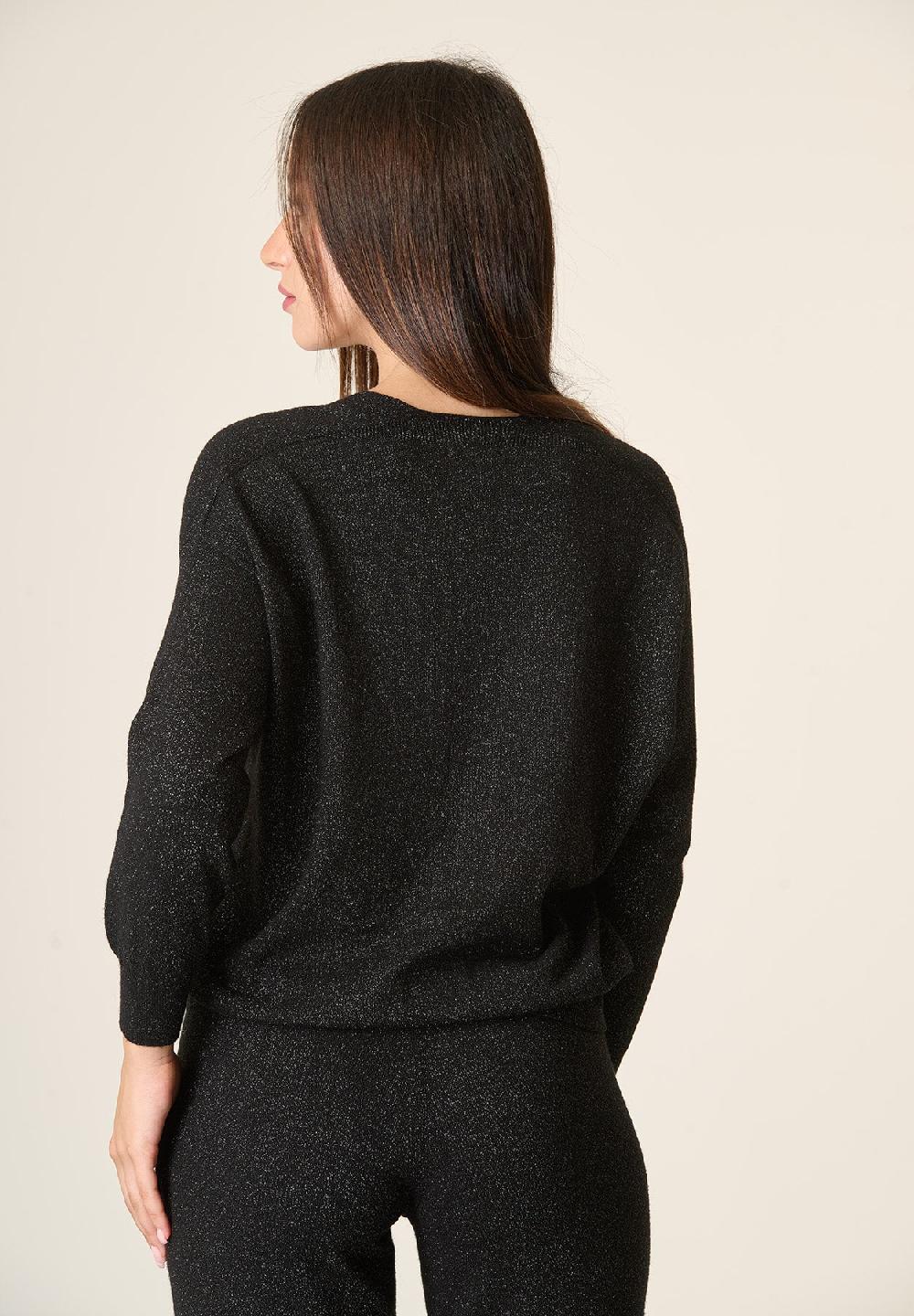 Angelico Cardigan Nero Lurex Oversize