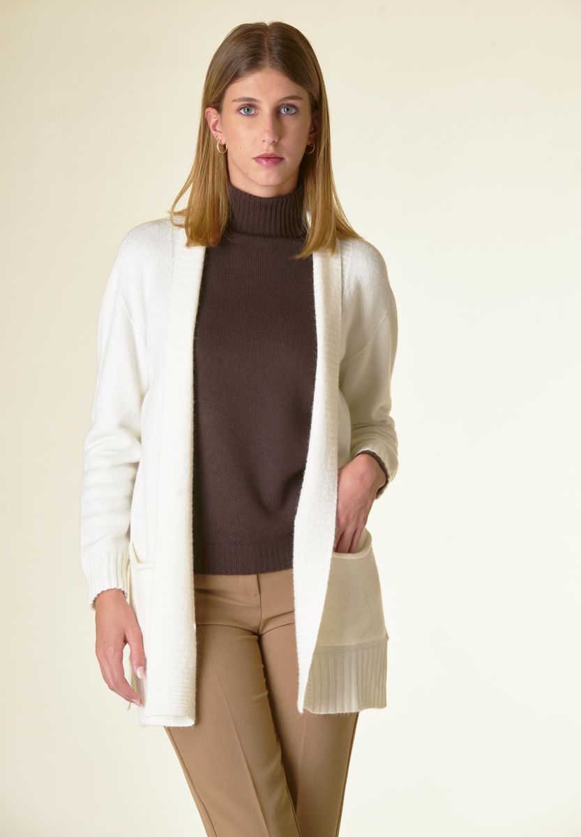 Angelico Cardigan panna sciallato tasconi soft