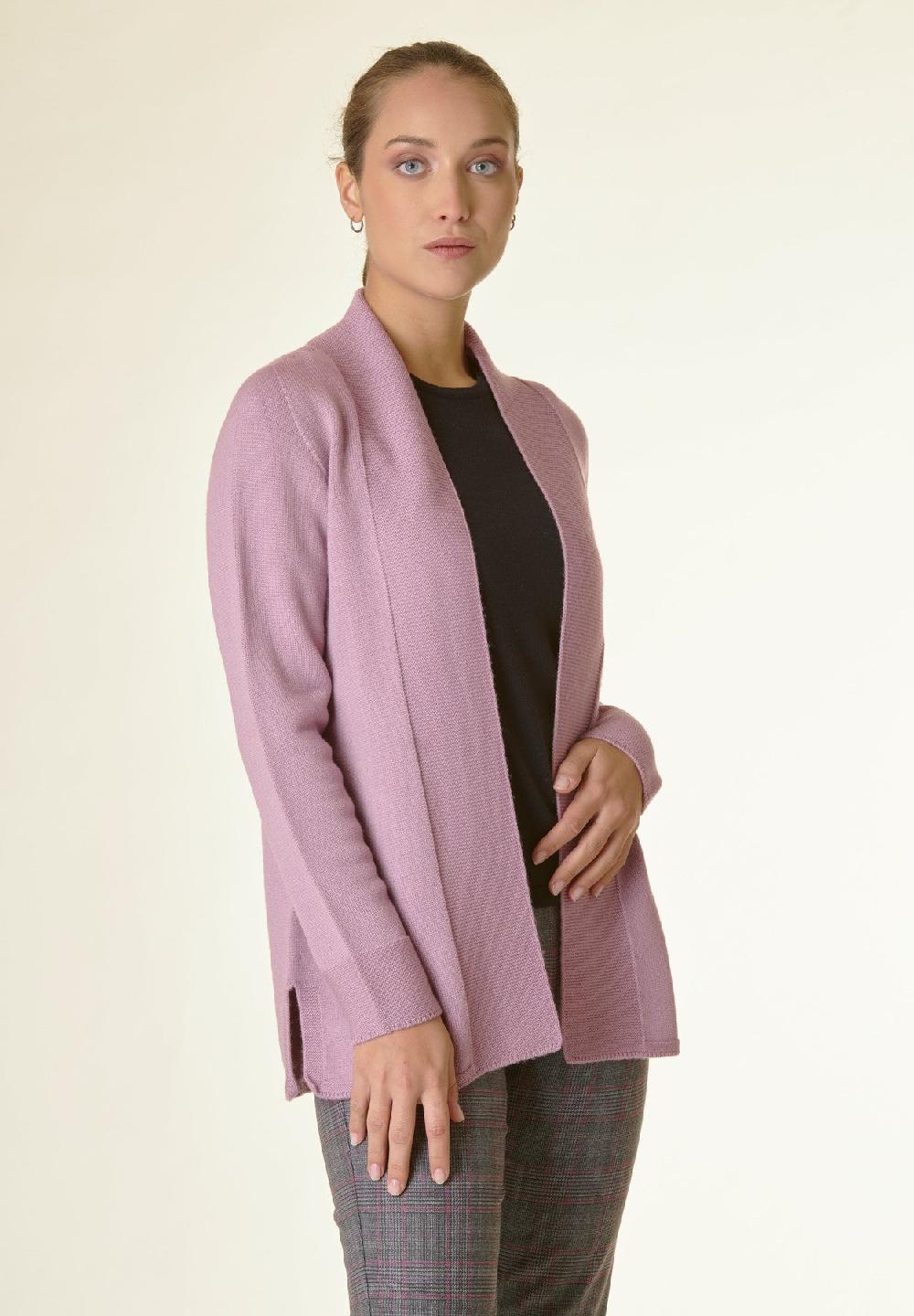 Angelico Cardigan rosa collo a scialle