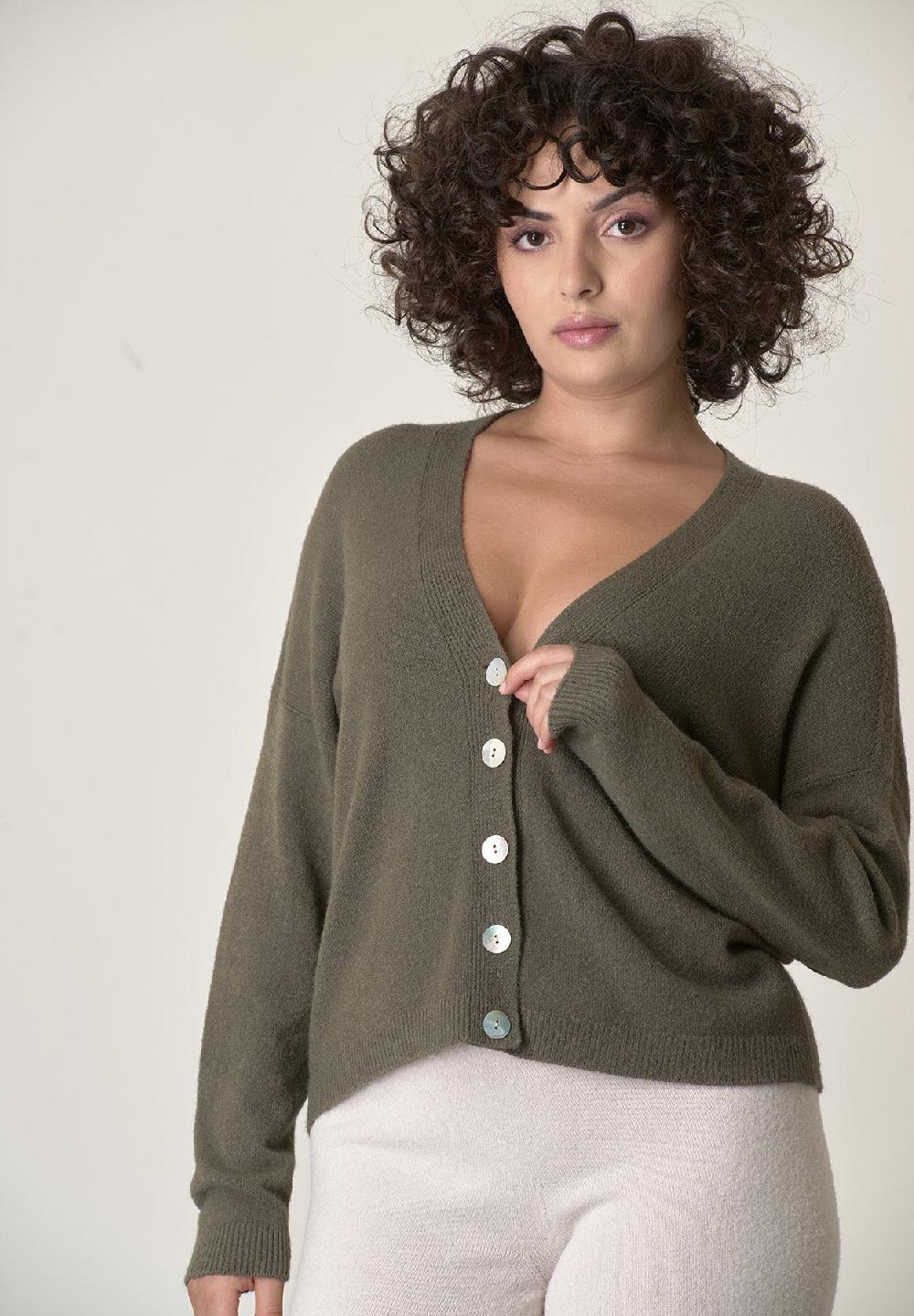 Angelico Cardigan Verde Muschio Bottoni