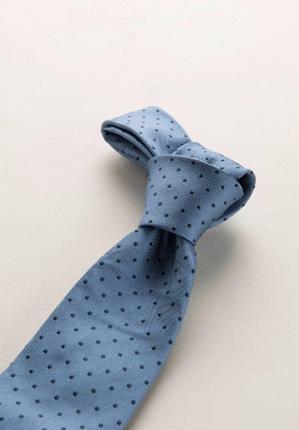 Angelico Cravatta Azzurra Pois Seta