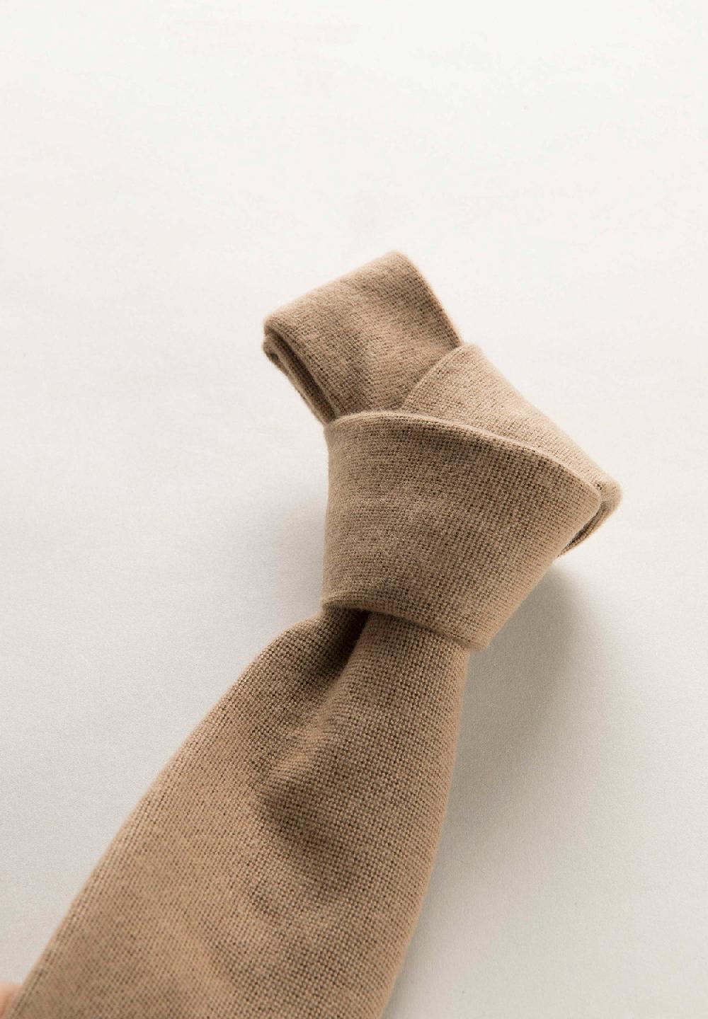 Angelico Cravatta Beige Effetto Lana Unita