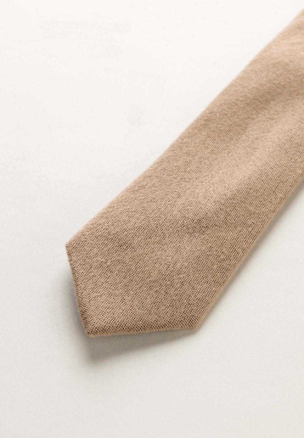 Angelico Cravatta Beige Effetto Lana Unita