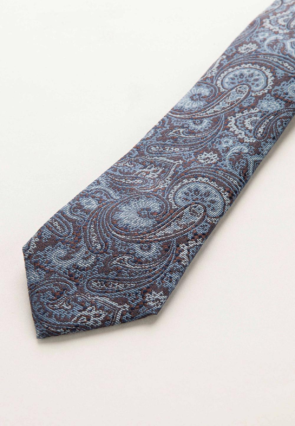 Angelico Cravatta Blu Greche Seta