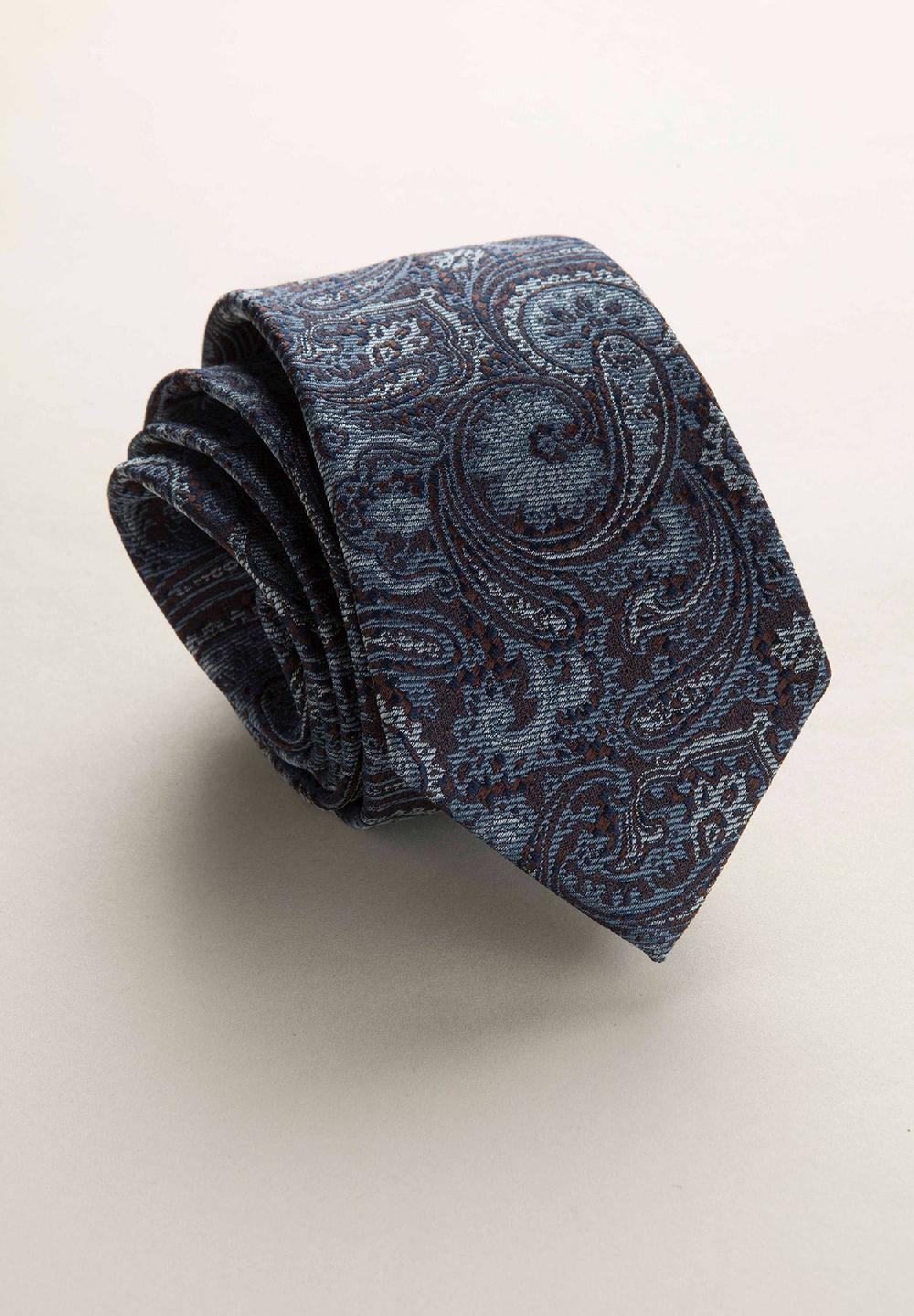 Angelico Cravatta blu greche seta