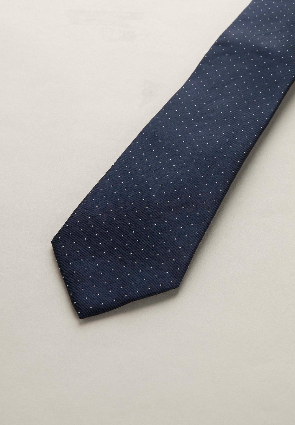 Angelico Cravatta Blu Micro Pois Seta