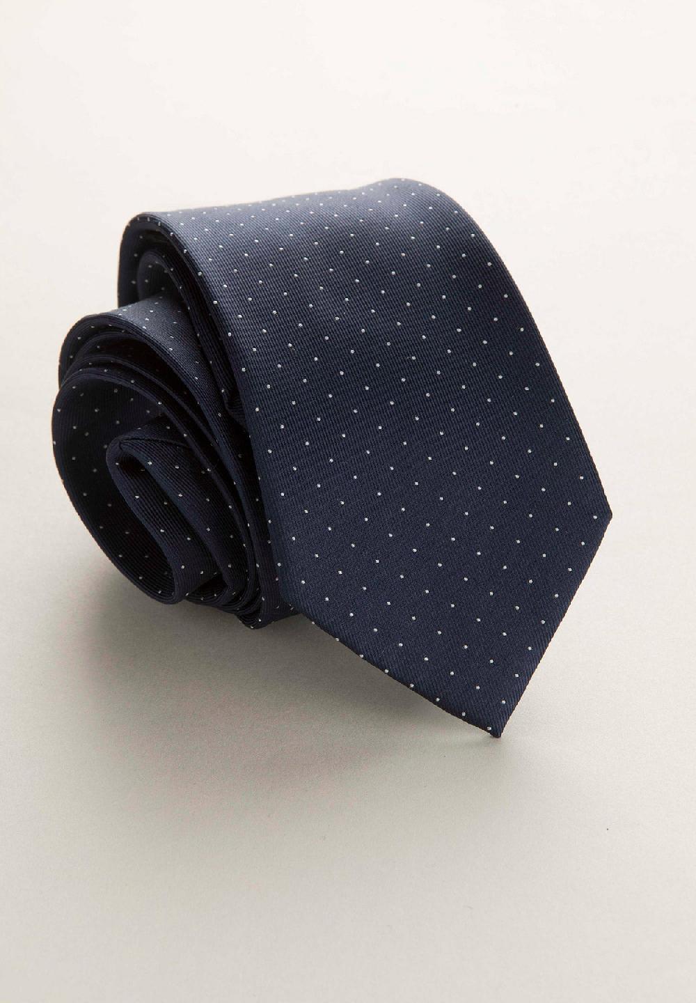 Angelico Cravatta blu micro pois seta