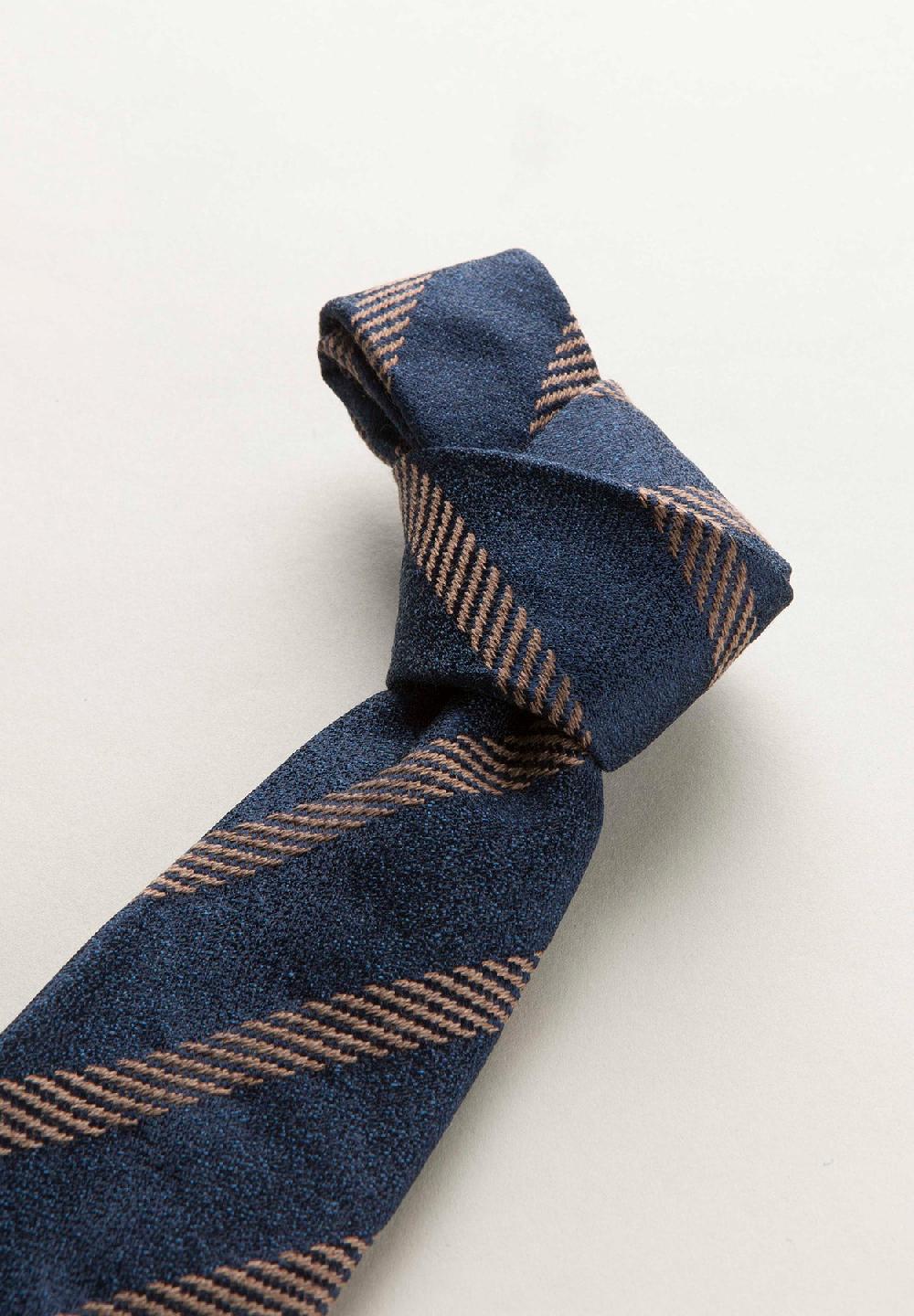 Angelico Cravatta Blu Moro Regimental Effetto Lana