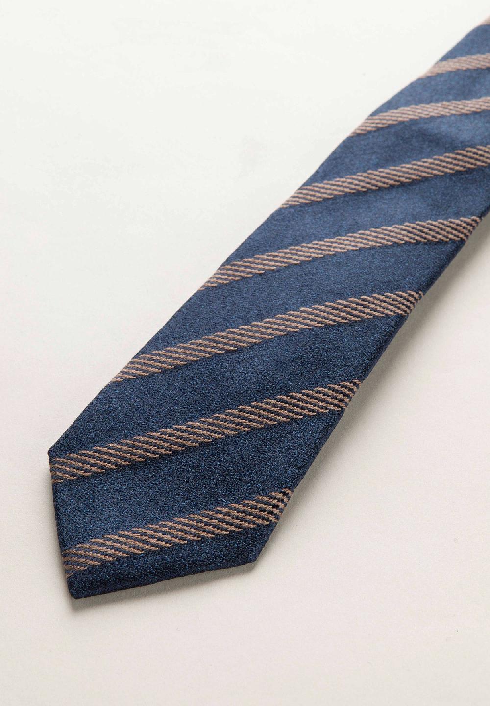 Angelico Cravatta Blu Moro Regimental Effetto Lana