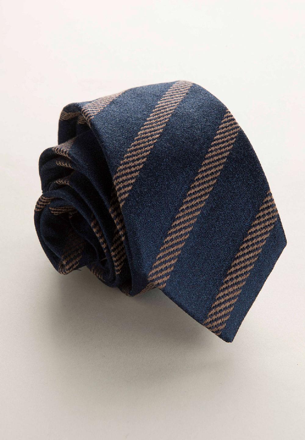 Angelico Cravatta blu moro regimental effetto lana