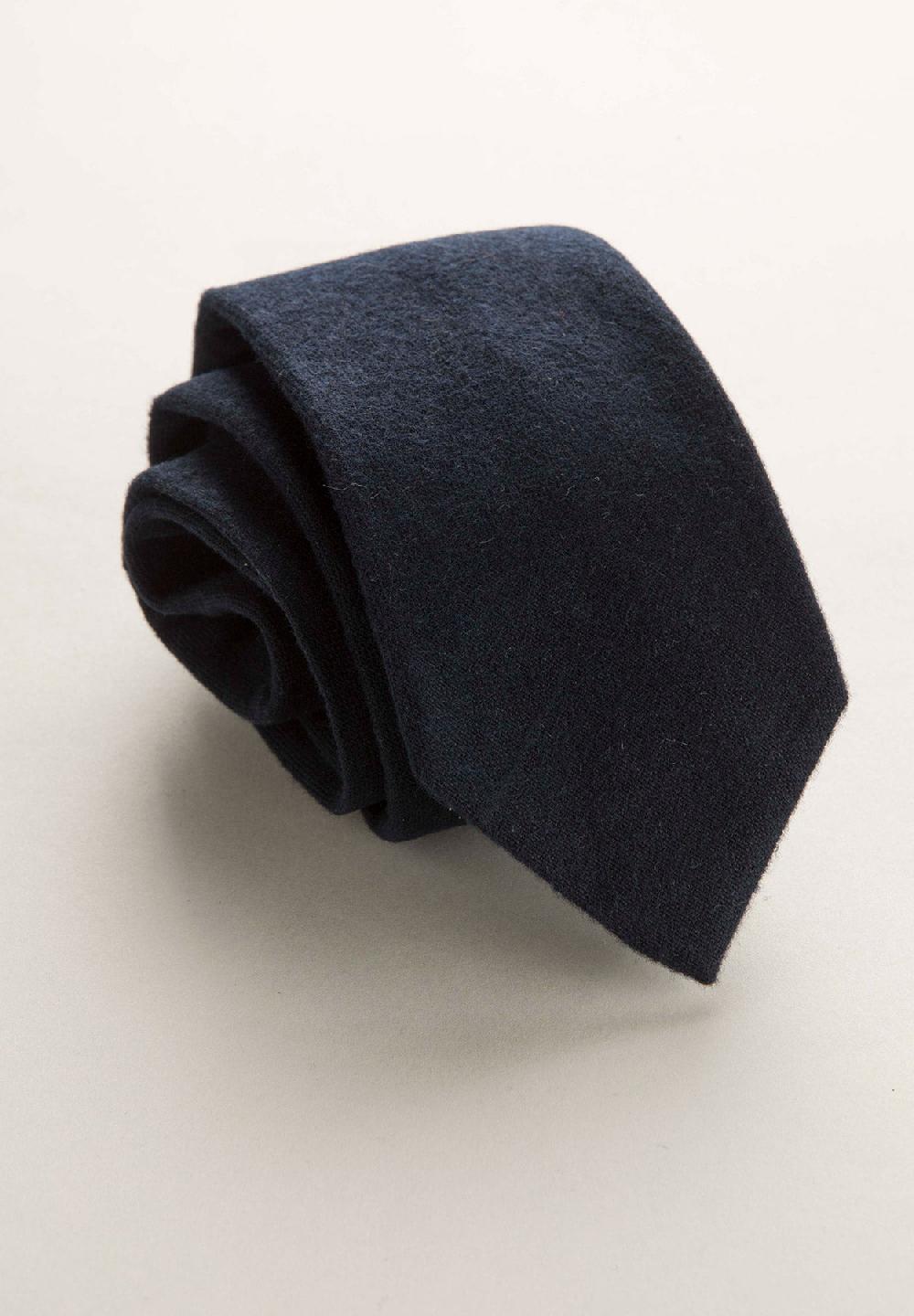 Angelico Cravatta blu navy effetto lana unita