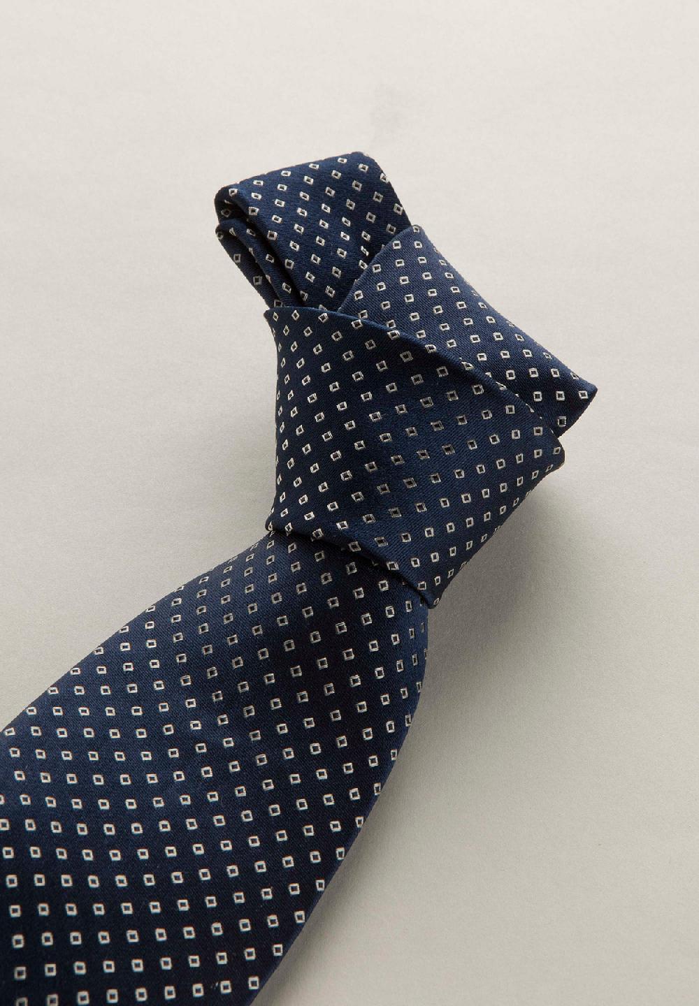 Angelico Cravatta Blu Navy Microdisegno Seta