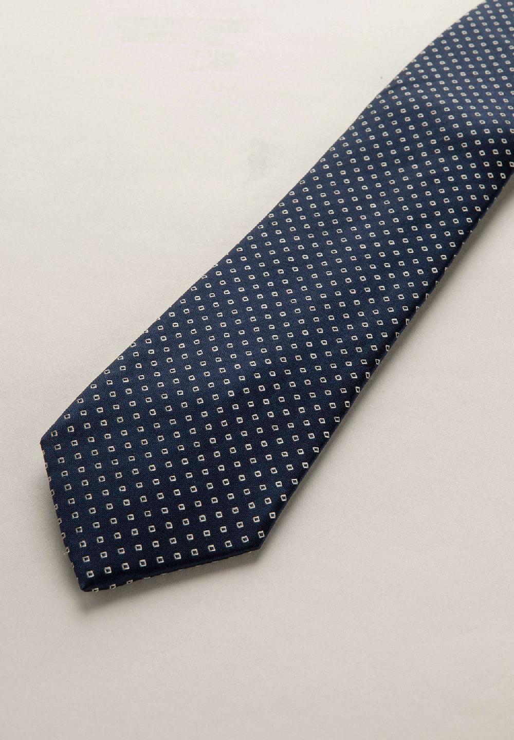 Angelico Cravatta Blu Navy Microdisegno Seta