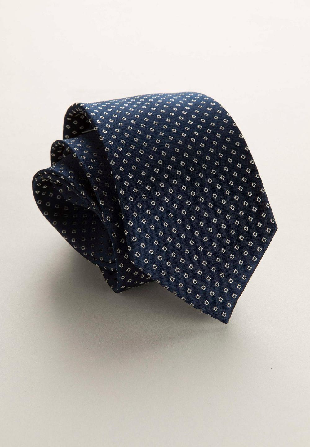 Angelico Cravatta blu navy microdisegno seta