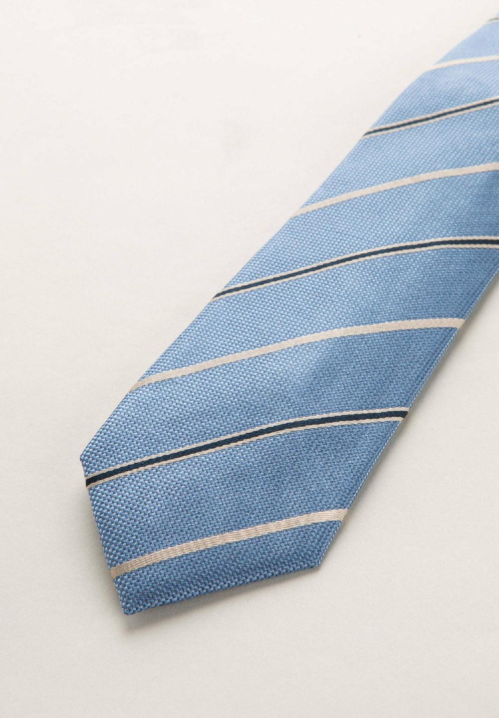 Angelico Cravatta Blu Nocciola Regimental Set