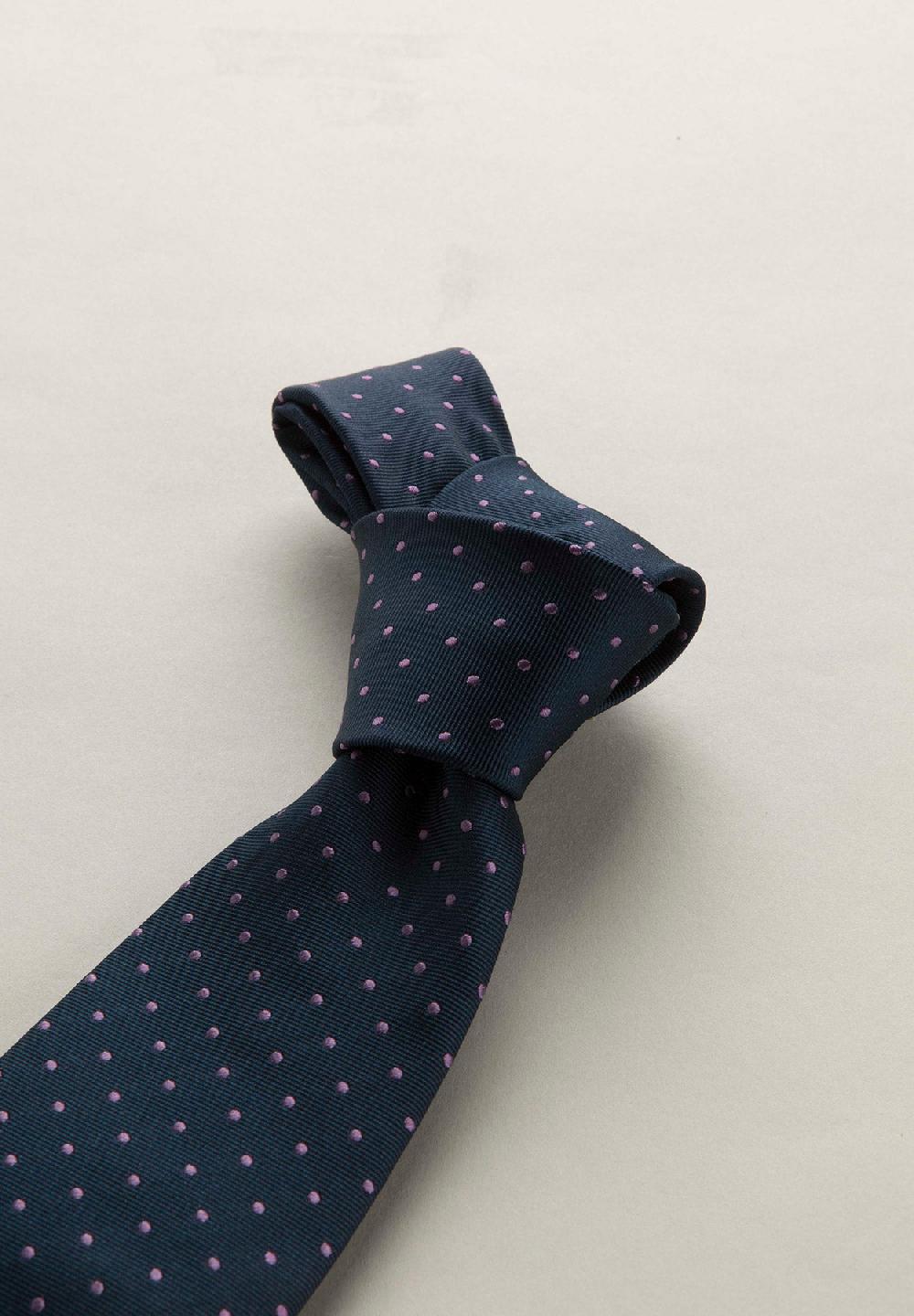 Angelico Cravatta Blu Pois Seta