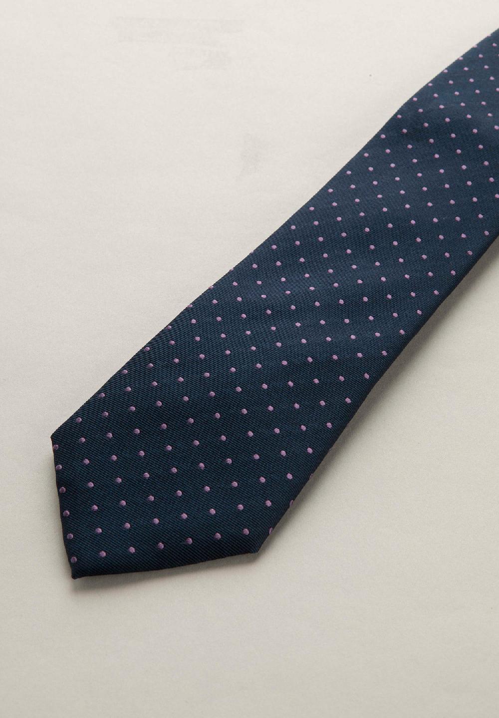 Angelico Cravatta Blu Pois Seta