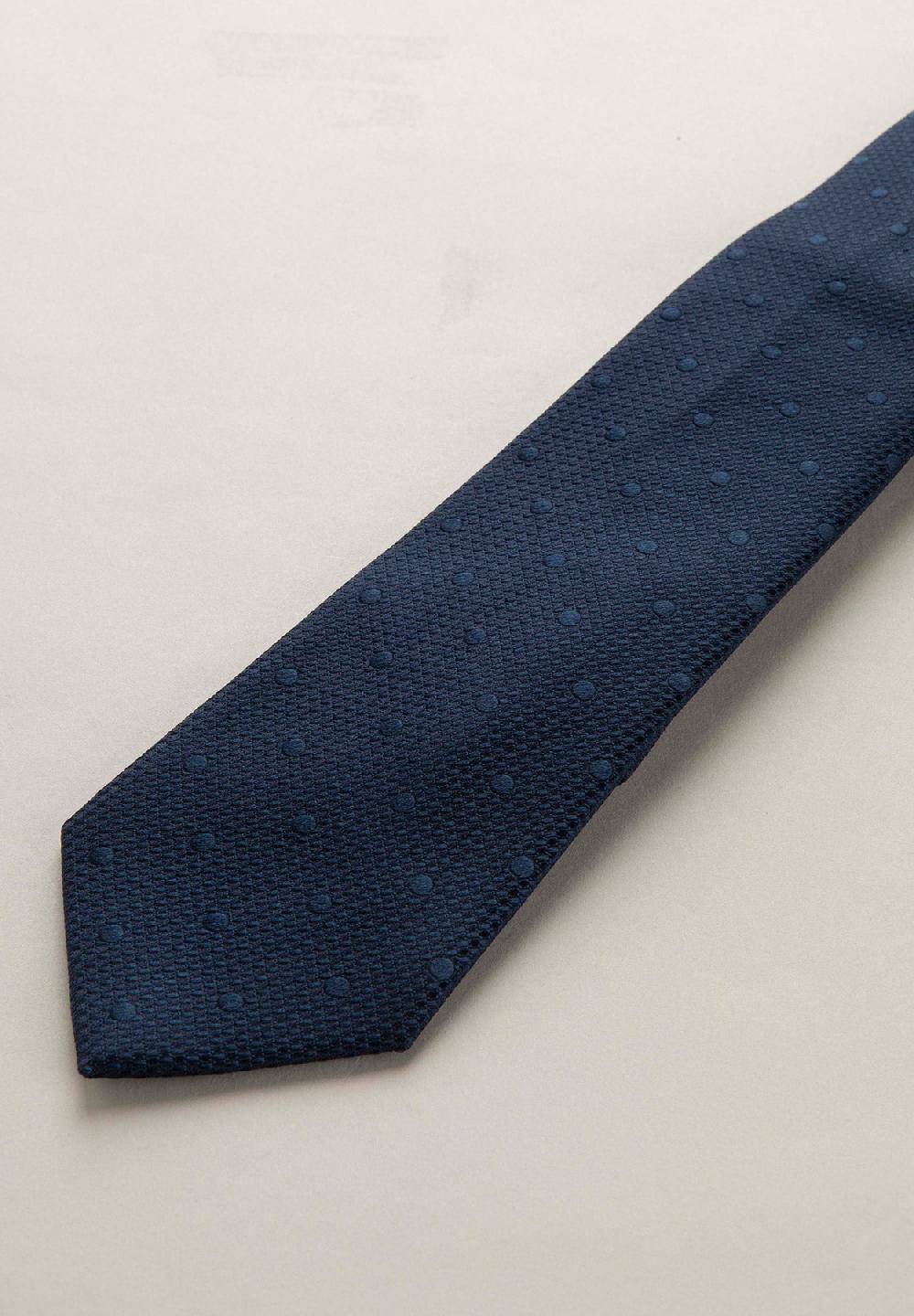 Angelico Cravatta Blu Pois Seta Armaturata