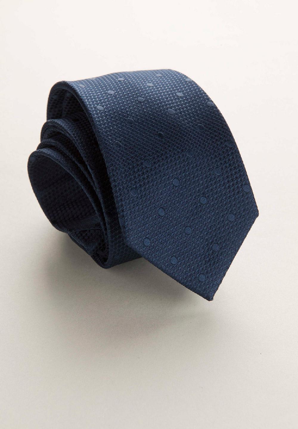Angelico Cravatta blu pois seta armaturata