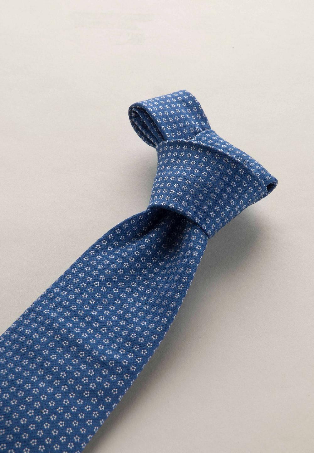 Angelico Cravatta Bluette Microdisegno Seta Cotone