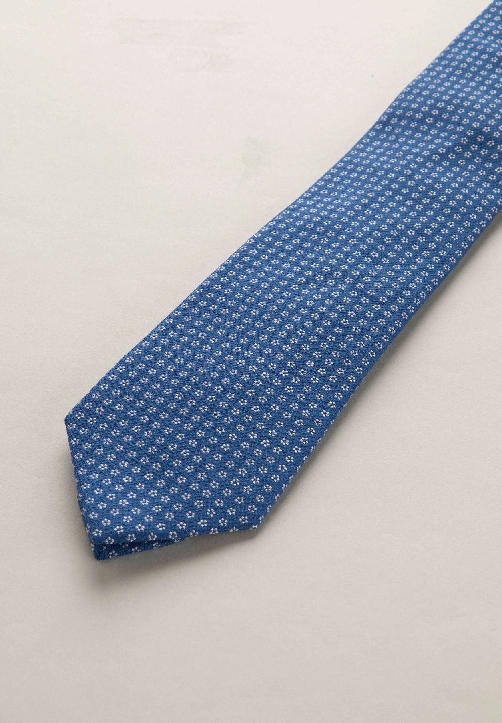 Angelico Cravatta Bluette Microdisegno Seta Cotone