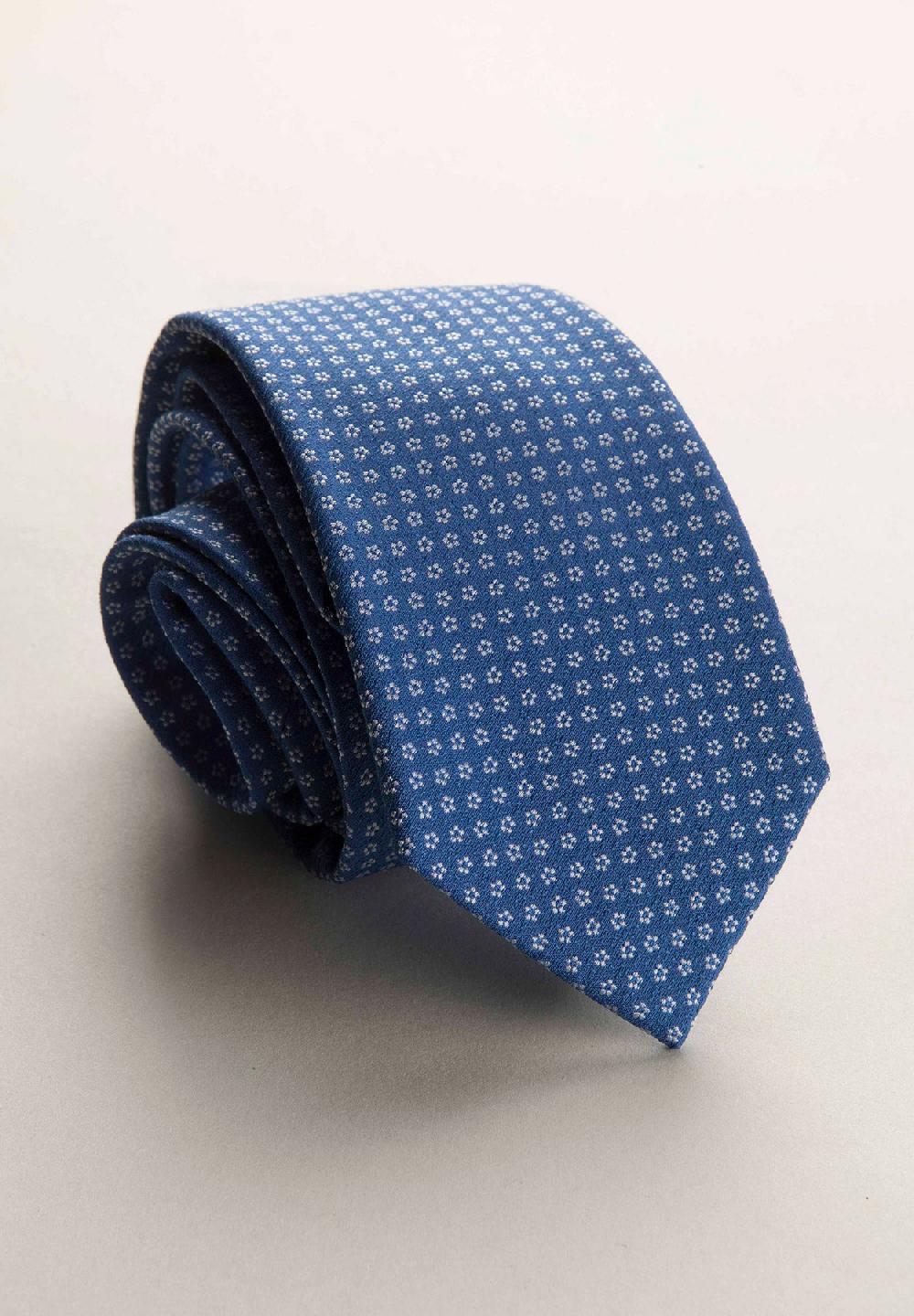 Angelico Cravatta bluette microdisegno seta cotone