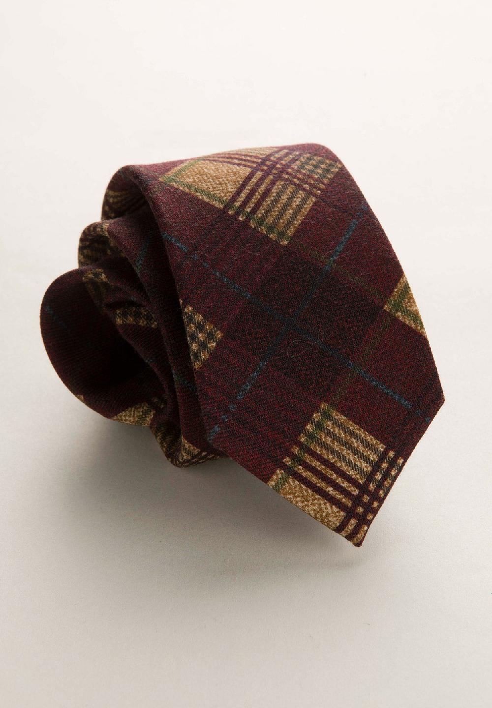 Angelico Cravatta bordeaux Galles lana