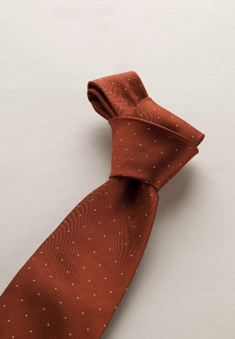 Angelico Cravatta Bruciato Micro Pois Seta