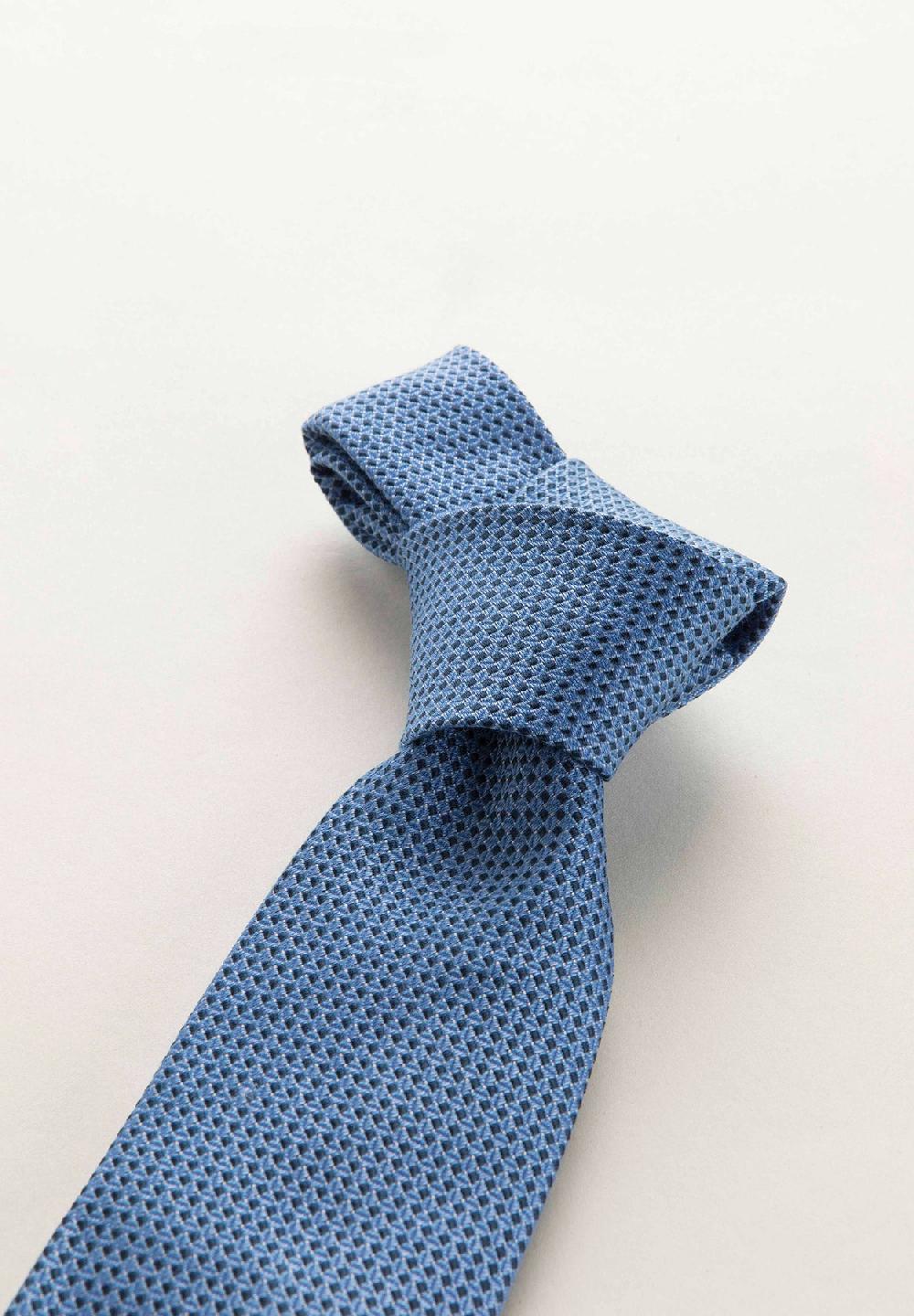 Angelico Cravatta Celeste Microdisegno Seta Cotone