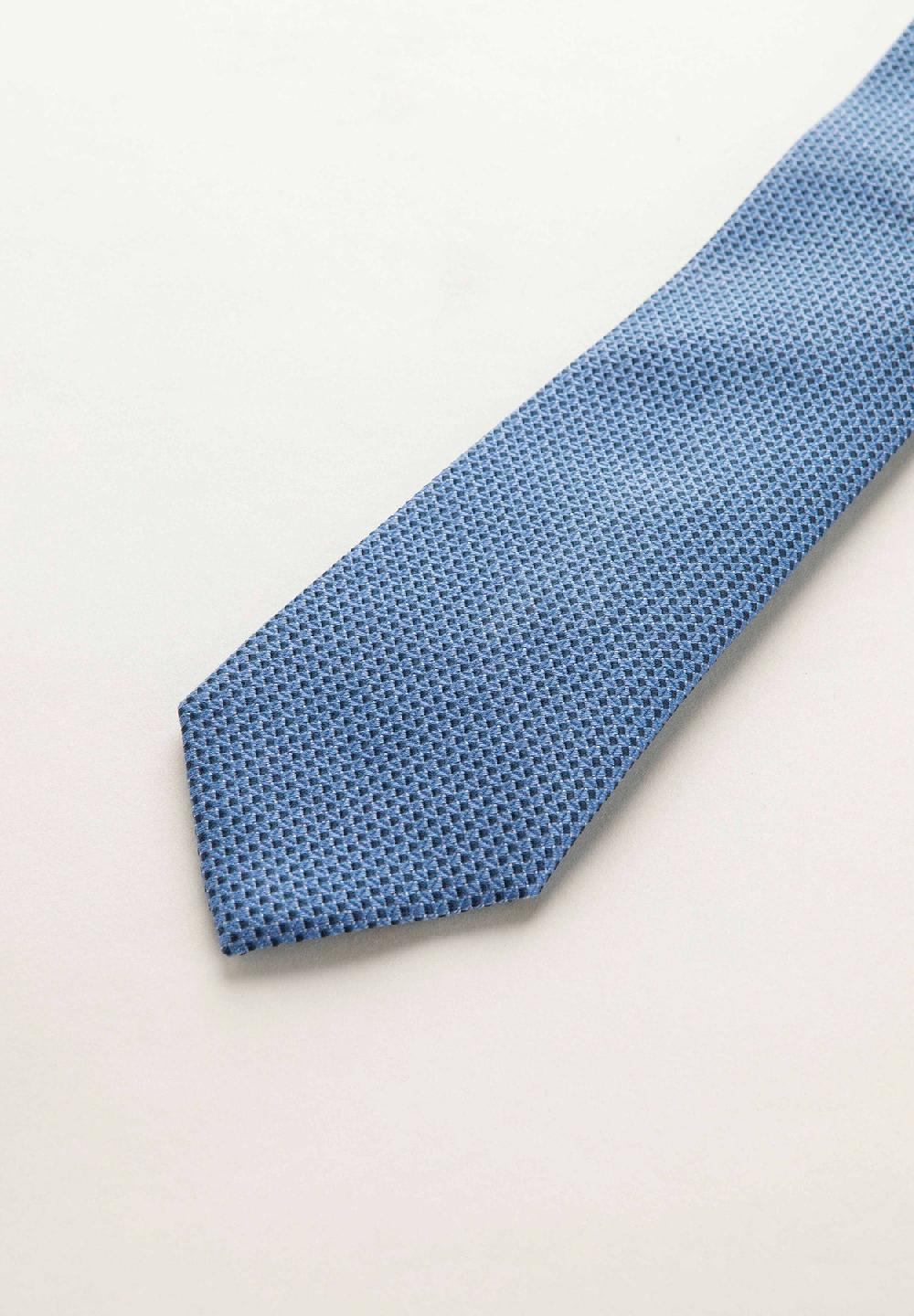 Angelico Cravatta Celeste Microdisegno Seta Cotone
