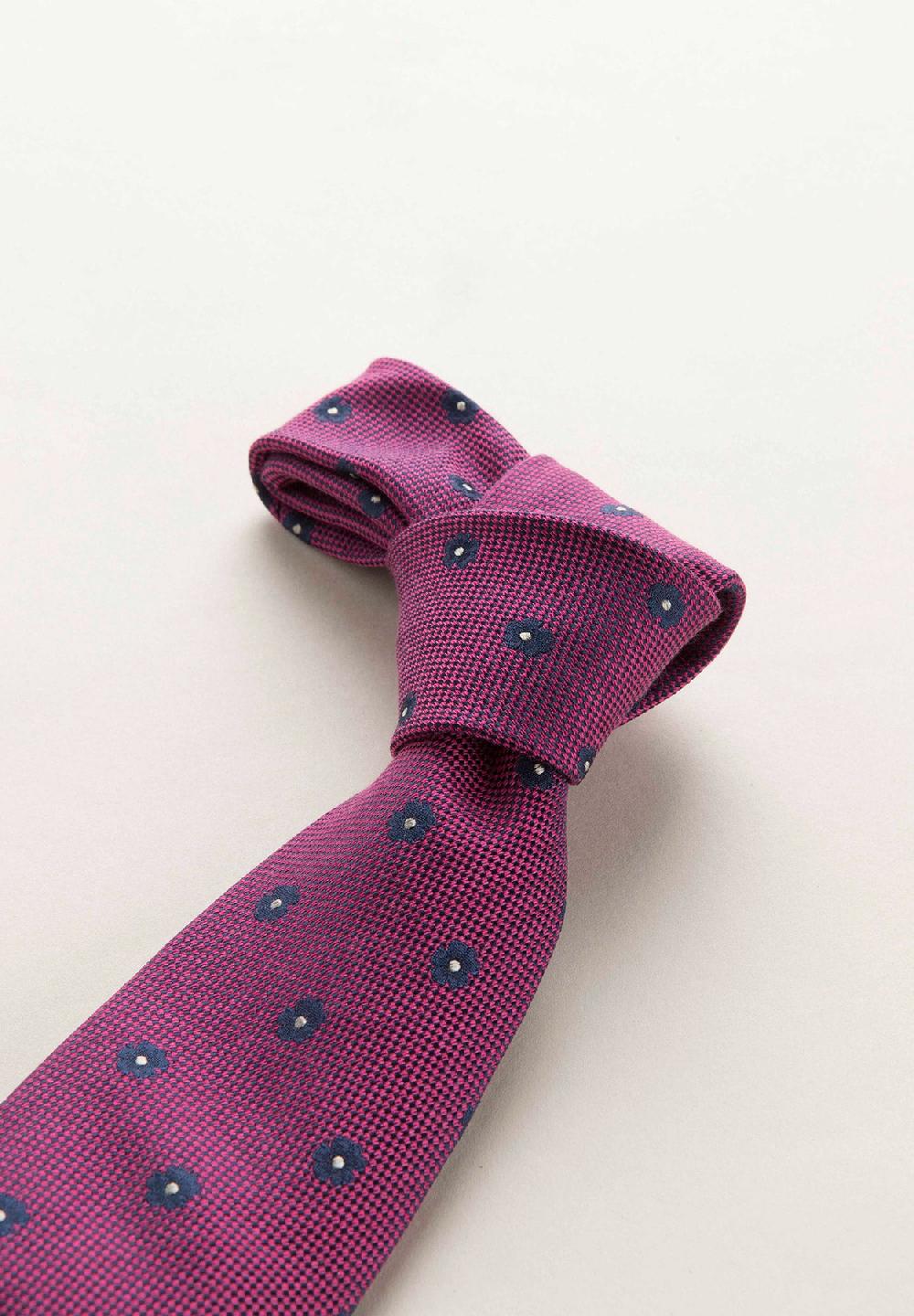 Angelico Cravatta Fucsia Fiori Seta Cotone