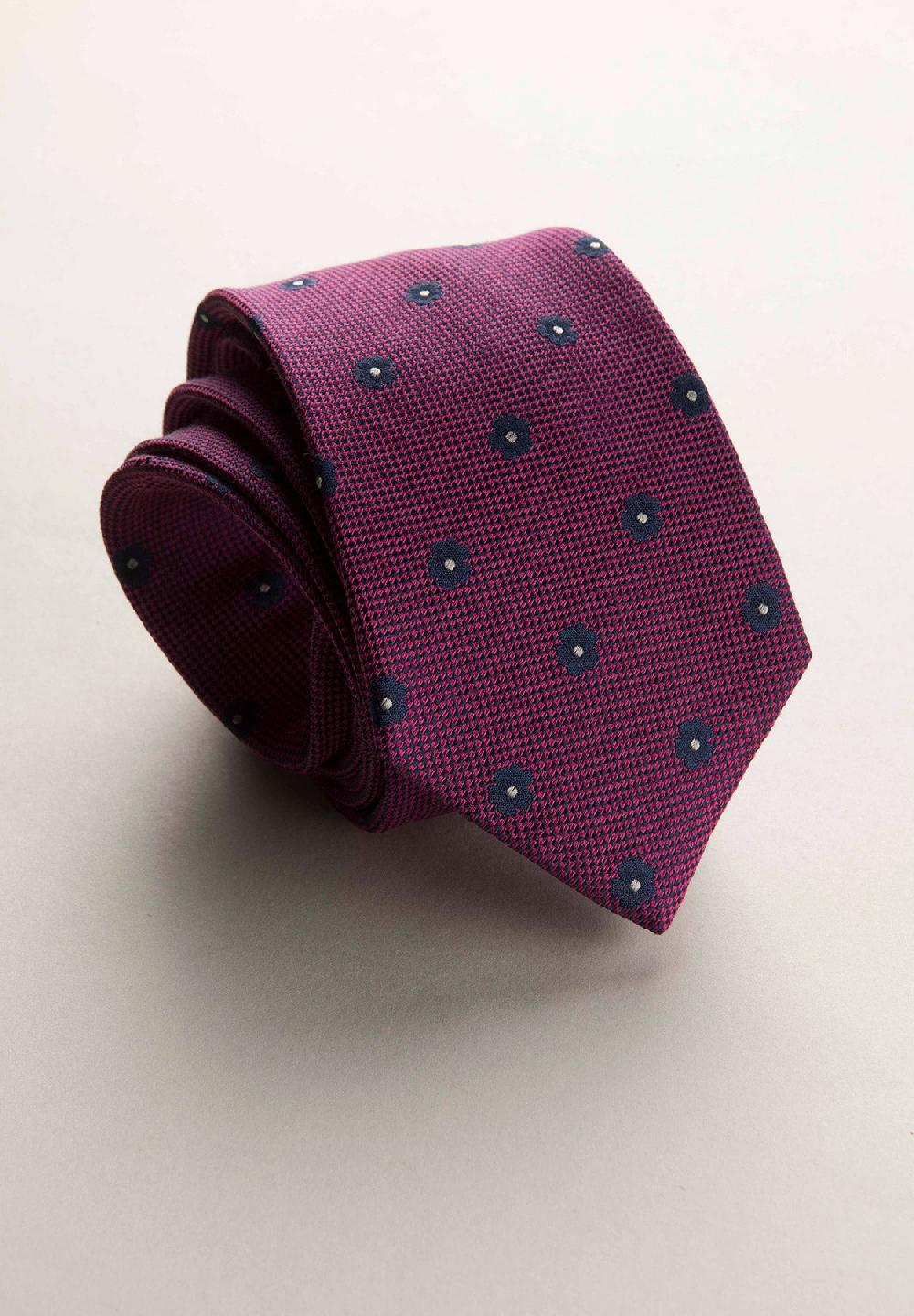 Angelico Cravatta fucsia fiori seta cotone