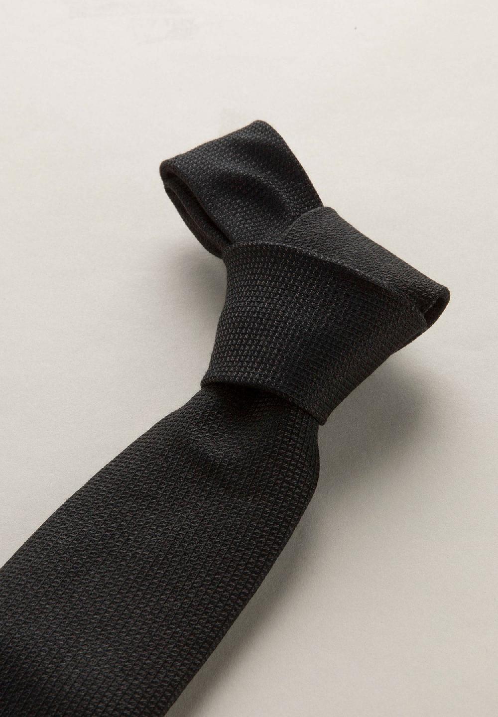 Angelico Cravatta Nera Microarmatura Seta Cotone