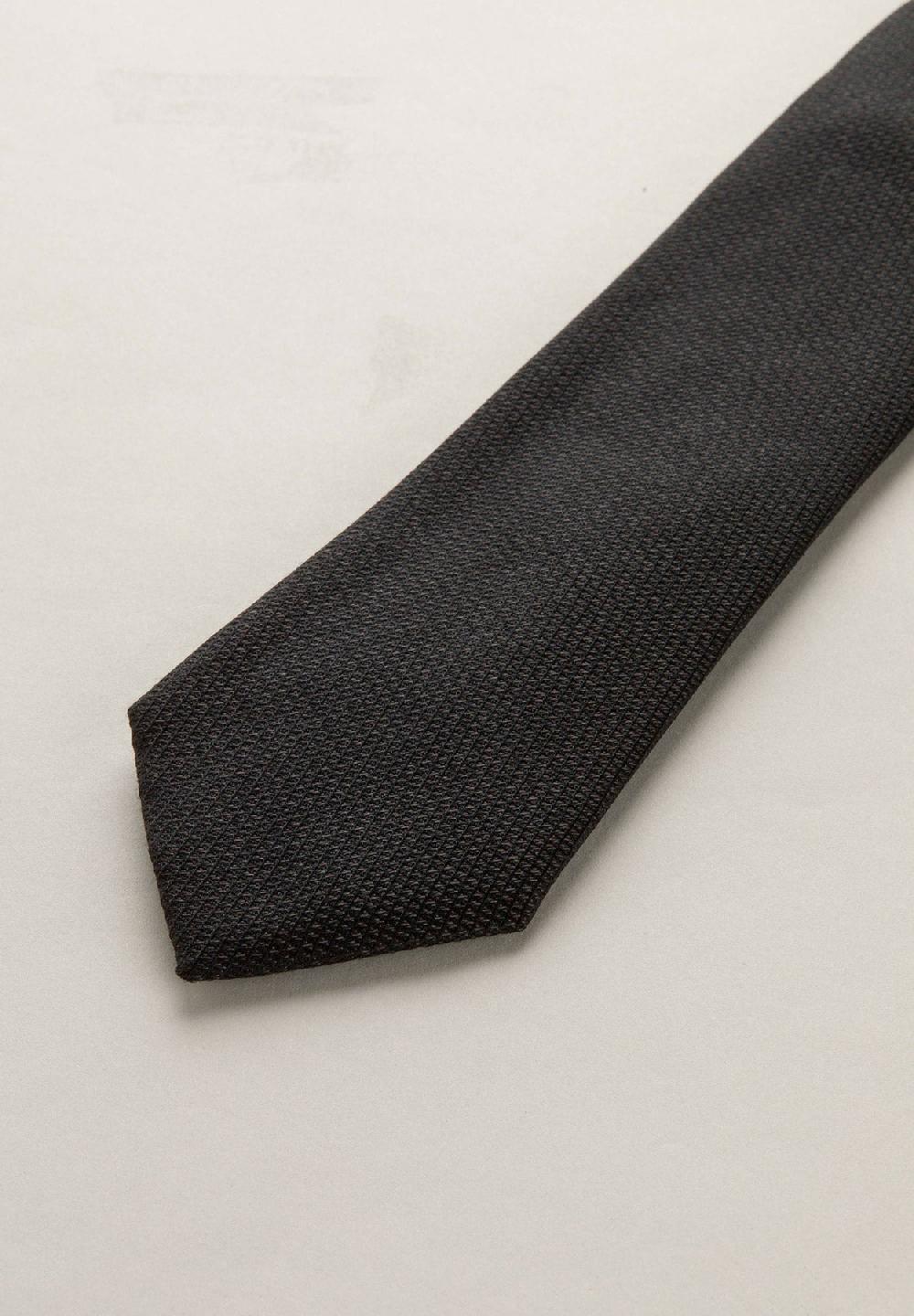 Angelico Cravatta Nera Microarmatura Seta Cotone