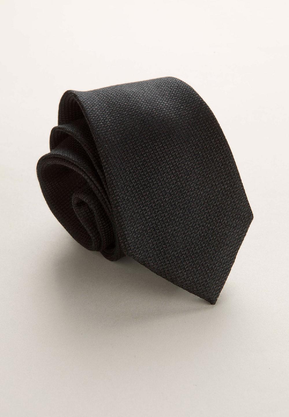 Angelico Cravatta nera microarmatura seta cotone