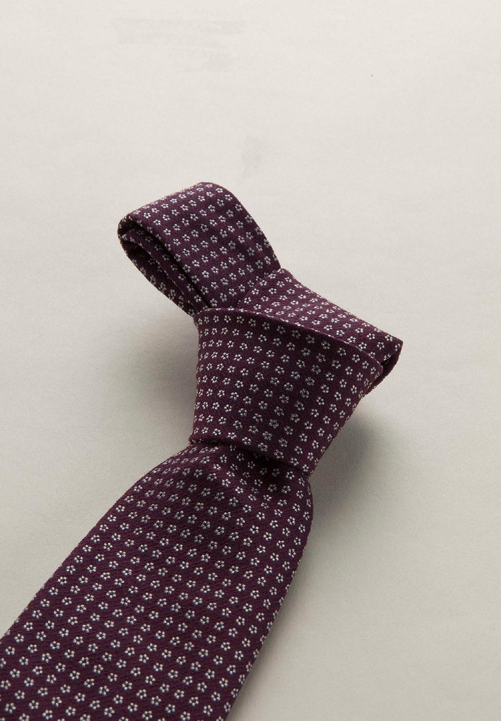 Angelico Cravatta Prugna Microdisegno Seta Cotone
