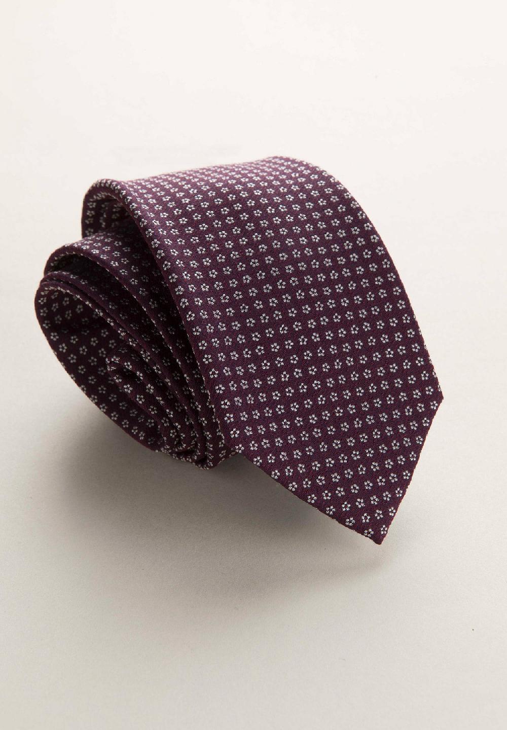 Angelico Cravatta prugna microdisegno seta cotone