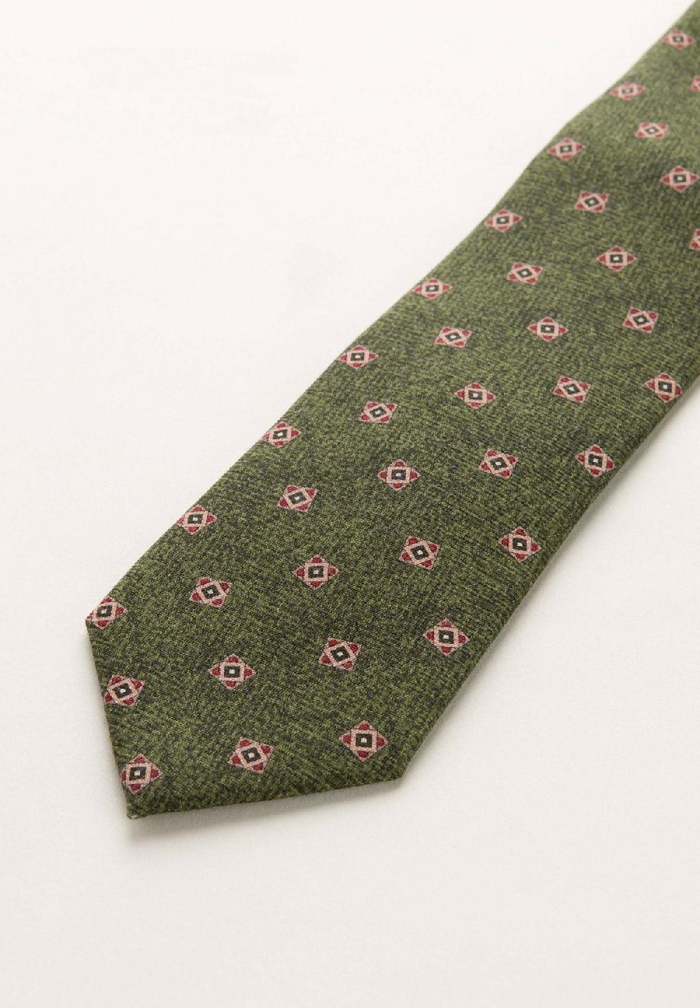 Angelico Cravatta Verde Rombi Lana