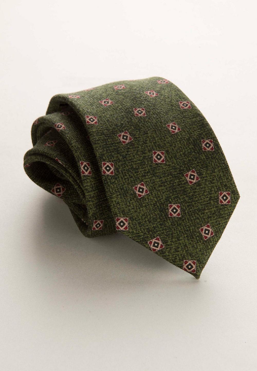 Angelico Cravatta verde rombi lana