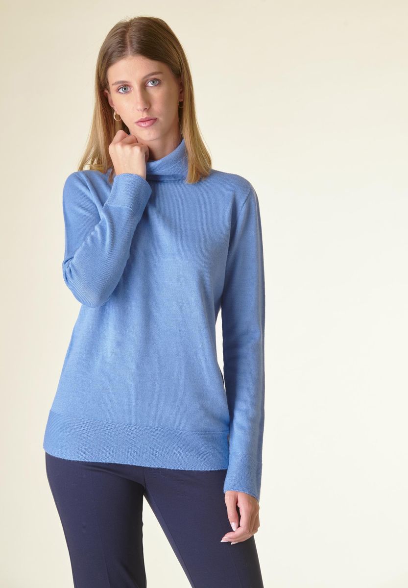 Angelico Dolcevita Azzurro Bordi Alti Lavorati